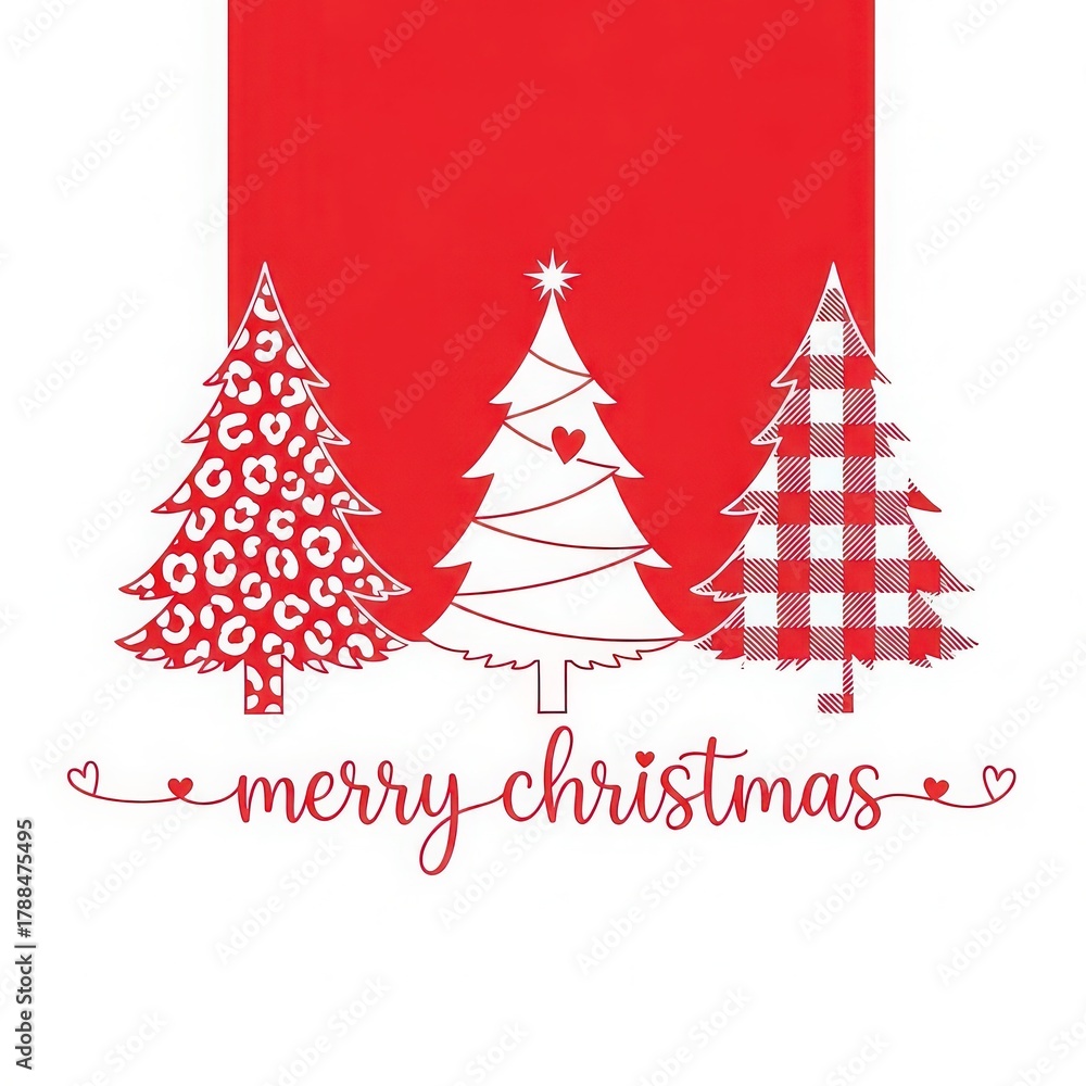 Fototapeta premium Three christmas trees with different patterns