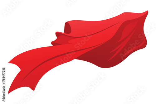flying 3d red fabric cloth on white background