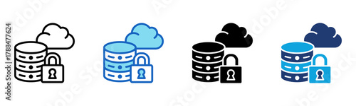 Secure Data icon Multi Style Vector Illustration