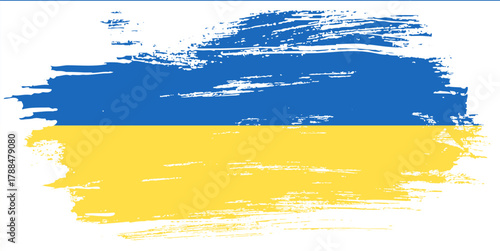 Ukraine flag brush paint vector illustration, Ukrainian blue and yellow flag, watercolor paintbrush