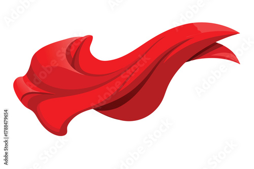 flying 3d red fabric cloth on white background