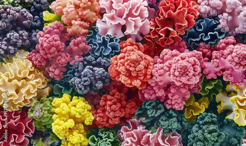 Fototapeta Naklejka Na Ścianę i Meble -  Vibrant coral reef ecosystem full frame colorful underwater marine life