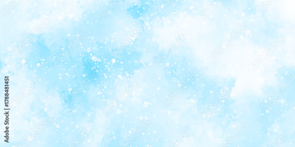 Obraz premium Abstract blue sky watercolor background. light blue bokeh glitter background on blurred texture. watercolor stain with hand paint pattern on blue splash with canvas. beautiful blue sky with cloud.