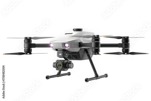 Sleek professional drone for aerial photography and surveying isolated on transparent background
