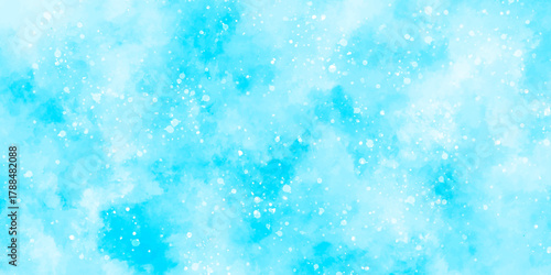 Abstract blue sky watercolor background. light blue bokeh glitter background on blurred texture. watercolor stain with hand paint pattern on blue splash with canvas. beautiful blue sky with cloud.