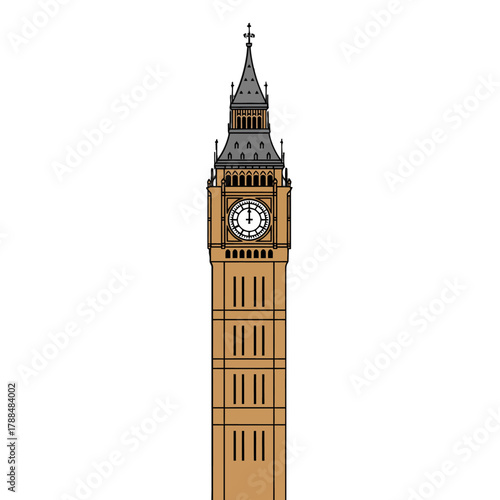 Big Ben London Landmark Flat Vector Illustration