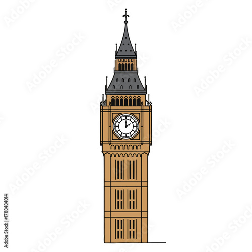 Big Ben London Landmark Flat Vector Illustration