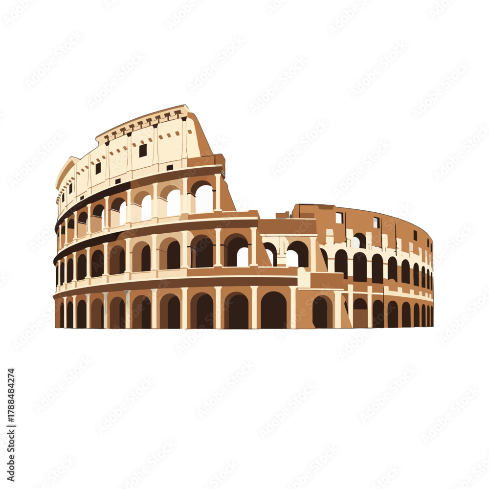 Naklejka premium Colosseum Vector Illustration – Rome Italy Landmark Minimalist Style