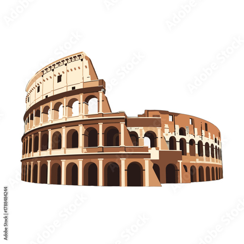 Colosseum Vector Illustration – Rome Italy Landmark Minimalist Style