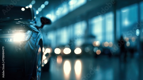 Modern car headlight close up showcasing design and illumination in display