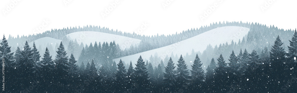 Obraz premium PNG A snowstorm forest landscape winter trees pine.