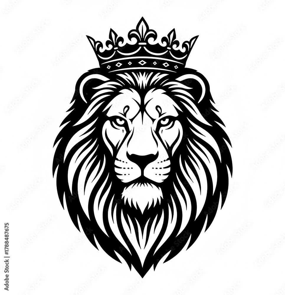 Obraz premium Majestic lion head profile silhouette with shadow