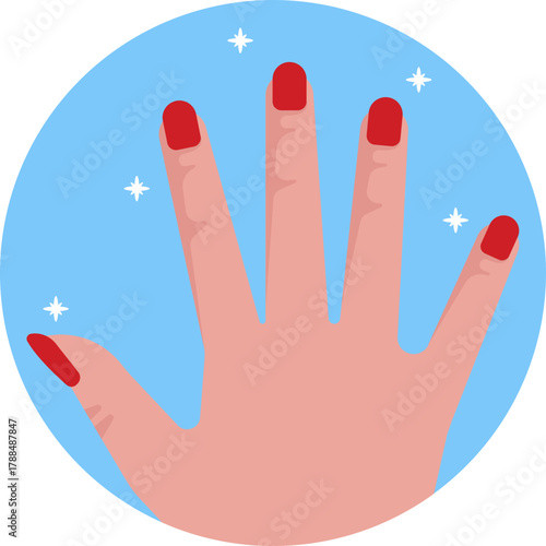 A hand with neatly polished nails, representing a freshly done manicure.
