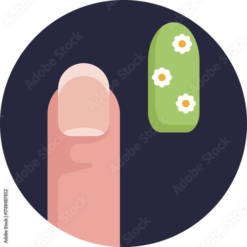 Plastic or acrylic pieces applied to natural nails for styling.