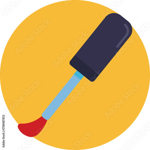 A nail art brush used for applying polish or creating designs on nails.