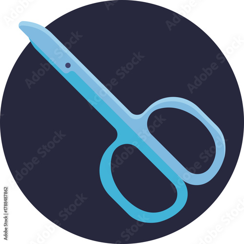Small precision scissors used for trimming nails and cuticles.