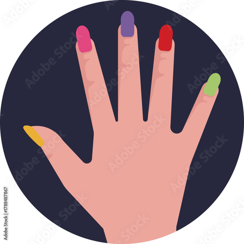 Decorating nails with colored polish.