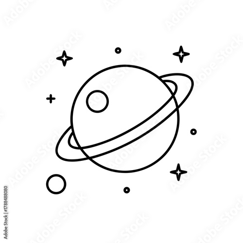 Planet with rings and stars