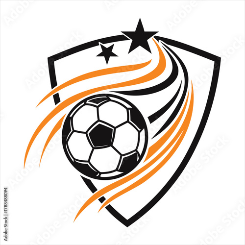 Modern Football Logo with Orange Swooshes and Star.