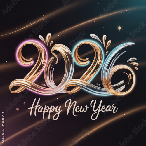 Vintage gold star vector design for a happy New Year Christmas holiday card illustration pattern with snow and winter decoration text