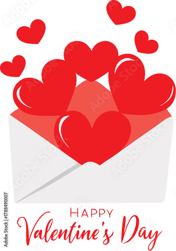 I love you message with a red heart isolated on white background