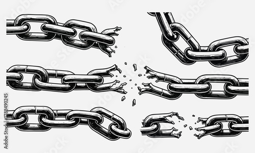 Breaking Chains Symbolizing Freedom and Release, Representing Overcoming Obstacles and Achieving Independence