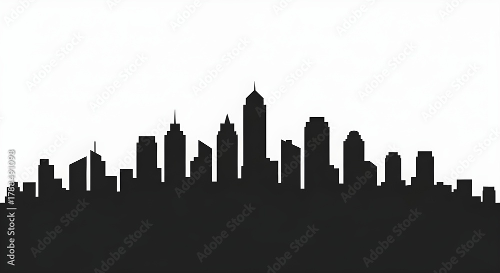 Naklejka premium Monochrome city skyline with architectural details in minimalist urban composition