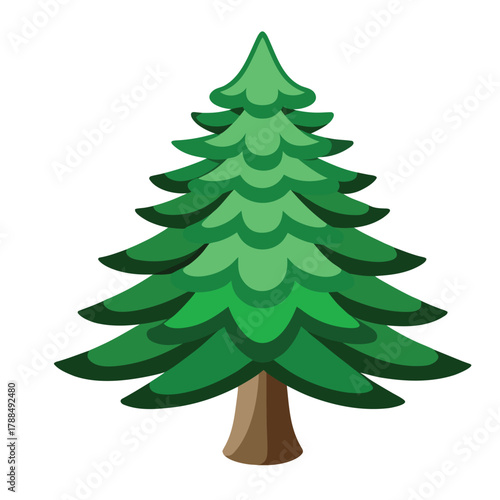 Realistic pine needle christmas tree vector, natural detailed evergreen tree illustration