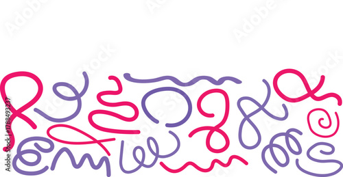 Colorful Plasticine Clay Abstract Doodles Scribbles and Loops on White Background