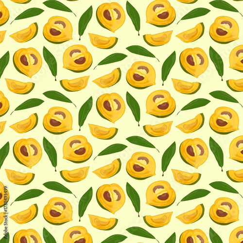 Seamless pattern Lucuma Fruit