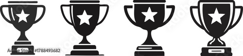 Star trophy cup vector icon with bold line art style representing achievement, reward, and successful excellence