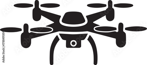 black flying drone vector illustration