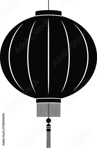 Traditional asian lantern silhouette icon, cultural decoration, festive light element, graphic symbol, isolated