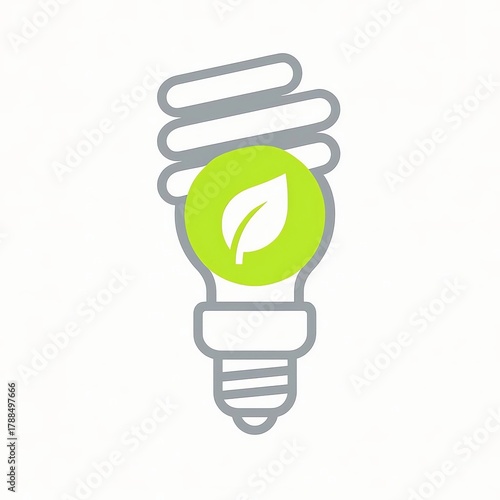 Green leaf energy saving light bulb isolated on white background