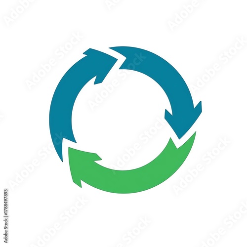 Circular arrows recycling symbol isolated on white background