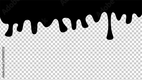 Wavy black ink illustration. Black ink drip illustration. Abstract black ink drip on transparent background. Black ink splash illustration. Stylish dripping ink effect illustration