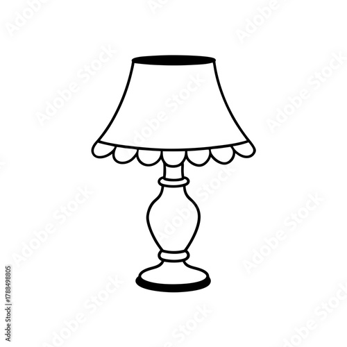 Illustration of a classic bedside lamp design art on transparent background