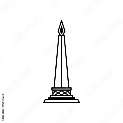Simple monument design with pointed top and base on transparent background