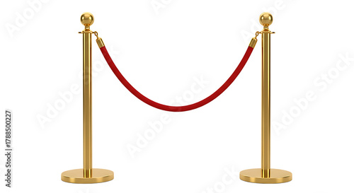 Classic gold stanchions with a draped red velvet rope barrier for crowd control and VIP events