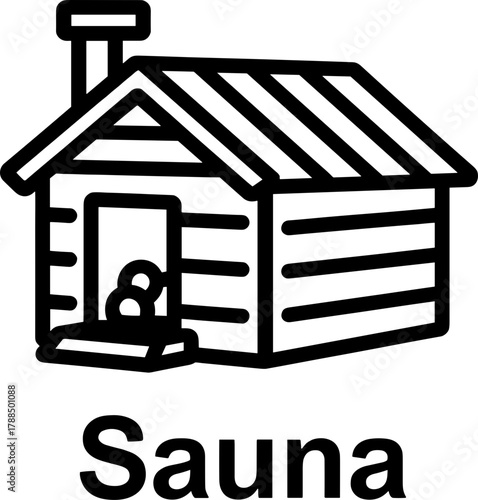 Sauna building simple black and white icon on white background