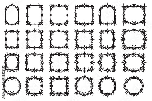 Gothic Barbed Decorative Frames Collection | Vintage Ornamental Borders & Corners