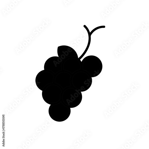Illustration of a bunch of grapes in black color on transparent background