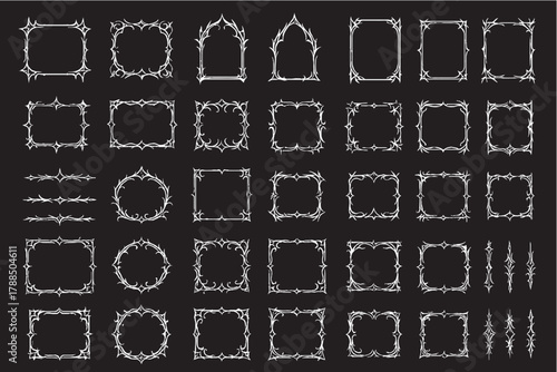 Thin Gothic Line Frame Set | Elegant Ornamental Borders on Dark Background