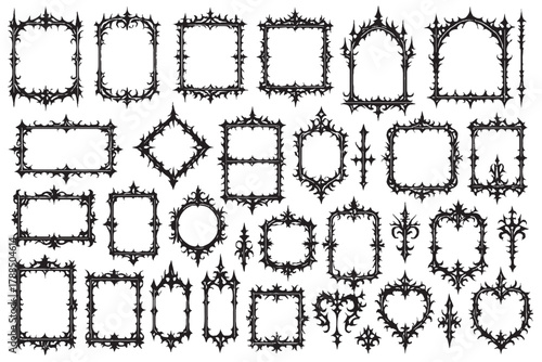 Gothic Barbed Decorative Frames Collection | Vintage Ornamental Borders & Corners