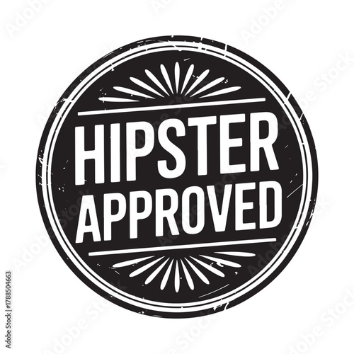 Retro hipster approved stamp emblem with sunburst design