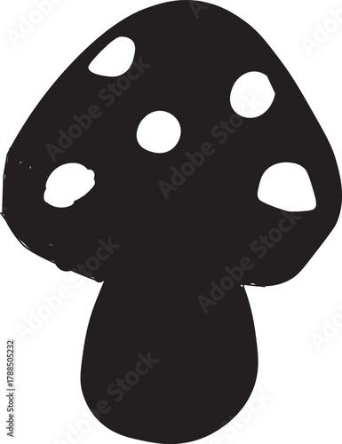 Mushroom vector icon simple black and white illustration of toadstool isolated on white background