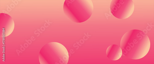 Vector illustration. Abstract circles on a gradient background. Light red 3D sphere. Stylish gradient template for brochure cover, invitation, postcard, business card, screensaver, poster, web banner.