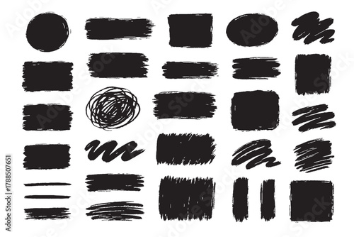 Hand-Drawn Brush Shapes and Marker Strokes Collection