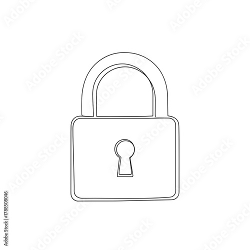 Outline of a padlock with keyhole in minimalistic style  