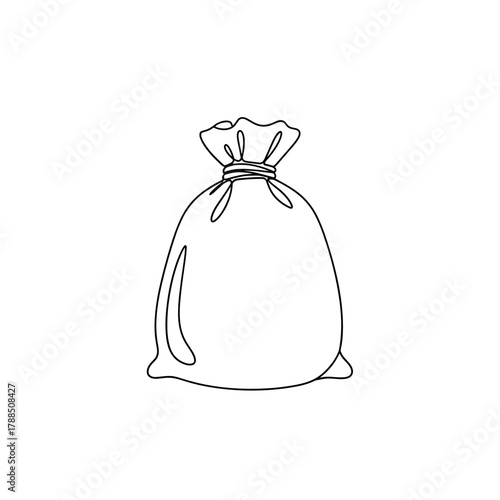 Outline drawing of a bag filled with coffee beans  